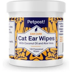 Petpost Ear Wipes With Coconut Oil & Aloe Vera For Cats