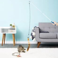 Pet Fit For Life 3 Feather Dual Rod Wand Cat Toy -Pawfect Care 109316 PT1. AC SS1800 V1553884358
