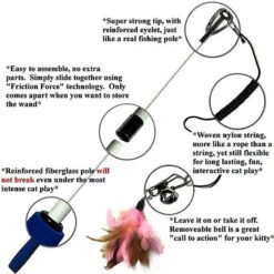 Pet Fit For Life 3 Feather Dual Rod Wand Cat Toy -Pawfect Care 109316 PT3. AC SS1800 V1494537066
