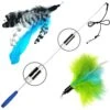 Pet Fit For Life 2 Feather Retractable Wand Cat Toy, Blue & Green -Pawfect Care 109322 Main. AC SS1800 V1486676199