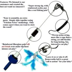 Pet Fit For Life 2 Fish Feather Wand Cat Toy -Pawfect Care 109324 PT6. AC SS1800 V1589320679