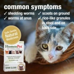 HomeoPet WRM Clear Dewormer For Hookworms, Roundworms, Tapeworms & Whipworms For Cats -Pawfect Care 110735 PT2. AC SS1800 V1689367651