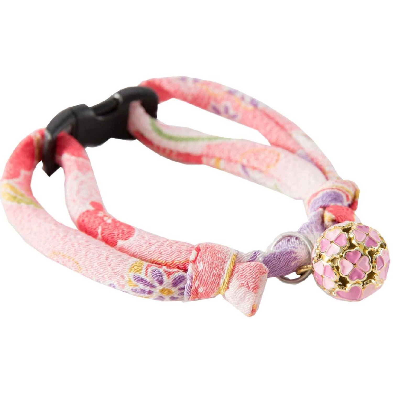 Necoichi Chirimen Clover Breakaway Cat Collar With Bell 4 Necoichi Chirimen Clover Breakaway Cat Collar With Bell - Image 2