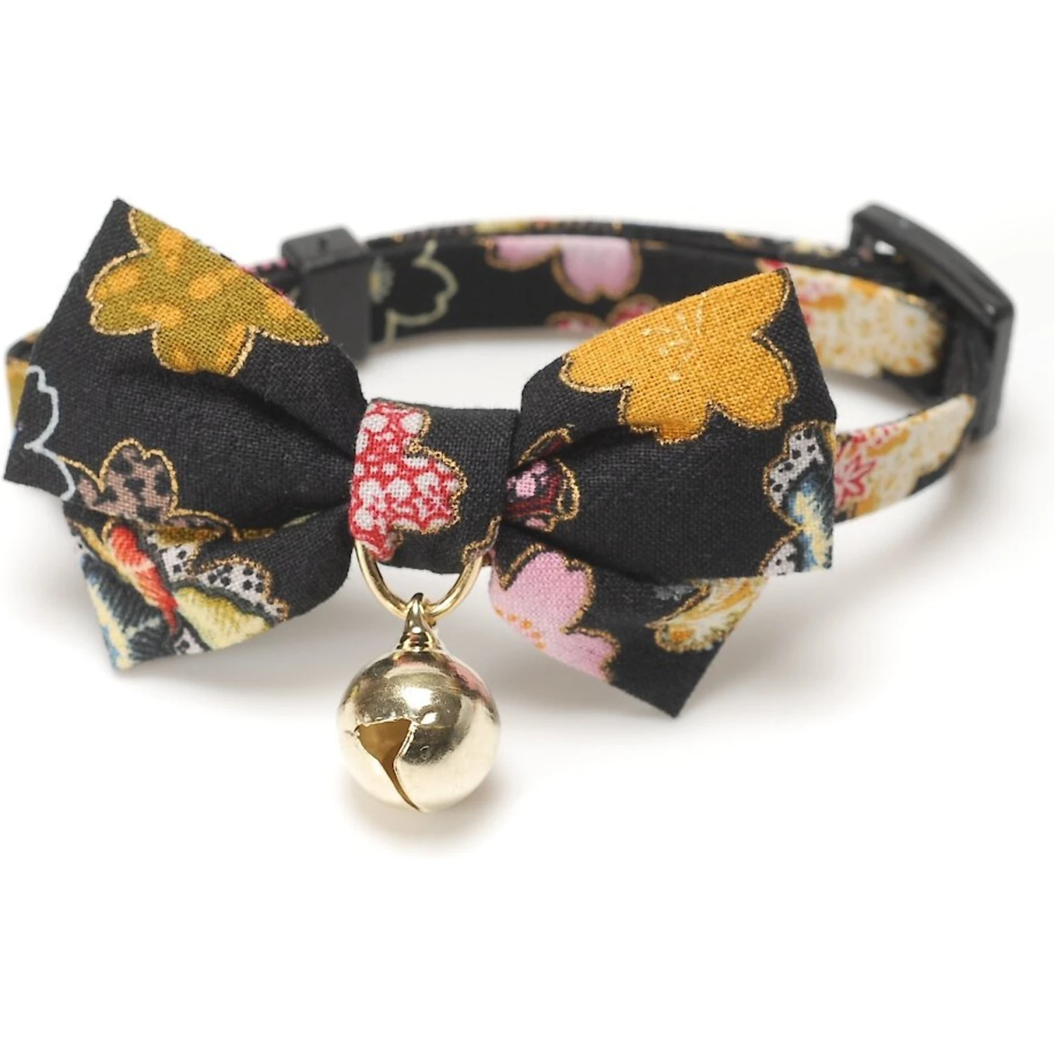 Necoichi Japanese Kimono Bow Tie Cotton Breakaway Cat Collar With Bell 3 Necoichi Japanese Kimono Bow Tie Cotton Breakaway Cat Collar With Bell