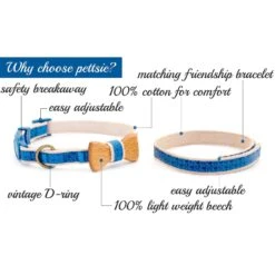 Pettsie Bow Tie Cotton Breakaway Cat Collar With Friendship Bracelet -Pawfect Care 139113 PT1. AC SS1800 V1507065029