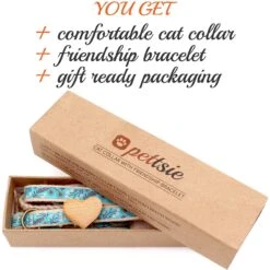 Pettsie Heart Cotton Breakaway Cat Collar With Friendship Bracelet -Pawfect Care 139120 PT3. AC SS1800 V1507064999