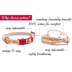 Pettsie Cotton Breakaway Cat Collar With Friendship Bracelet -Pawfect Care 139122 PT1. AC SS1800 V1507065053