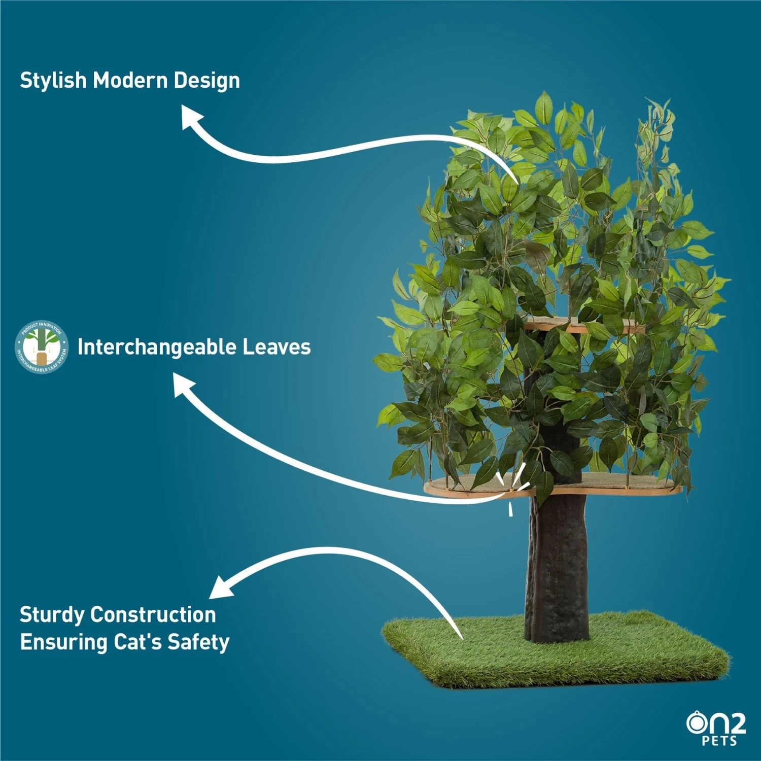 On2Pets 48-in Medium Square Modern Cat Tree 6 On2Pets 48-in Medium Square Modern Cat Tree - Image 4