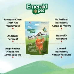 Emerald Pet Feline Dental Catnip Flavor Grain-Free Cat Treats -Pawfect Care 151502 PT4. AC SS1800 V1667520139
