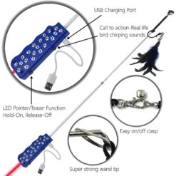 Pet Fit For Life 2 In 1 LED Laser Light & Interactive Wand Cat Toy -Pawfect Care 159020 PT5. AC SS1800 V1589320987