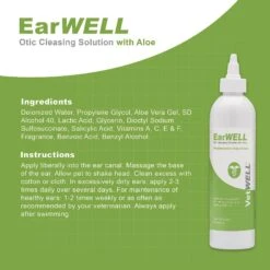 VetWELL EarWELL Otic Cleansing Solution With Aloe Cucumber Melon Scent Dog & Cat Ear Solution -Pawfect Care 159294 PT2. AC SS1800 V1552398499