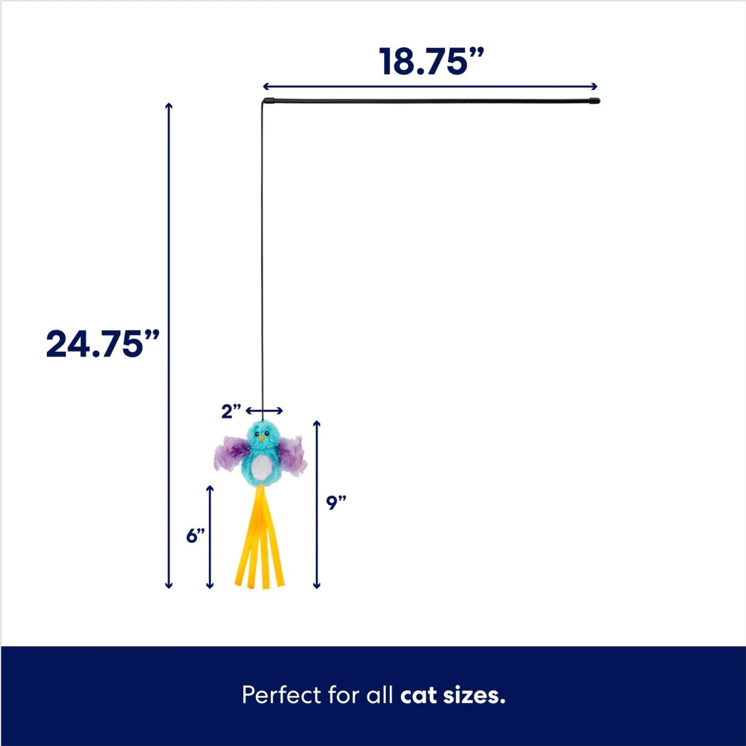 Frisco Bird With Feathers Teaser Wand Cat Toy With Catnip 4 Frisco Bird With Feathers Teaser Wand Cat Toy With Catnip - Image 2