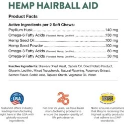 NaturVet Hemp Soft Chews Hairball Control Supplement For Cats -Pawfect Care 162212 PT7. AC SS1800 V1698693729