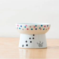 Necoichi Raised Cat Food Bowl, Colorful Dots -Pawfect Care 169388 PT3. AC SS1800 V1649344930