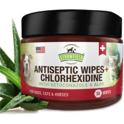 Strawfield Pets Antiseptic + Chlorhexidine Wipes For Dogs, Cats & Horses