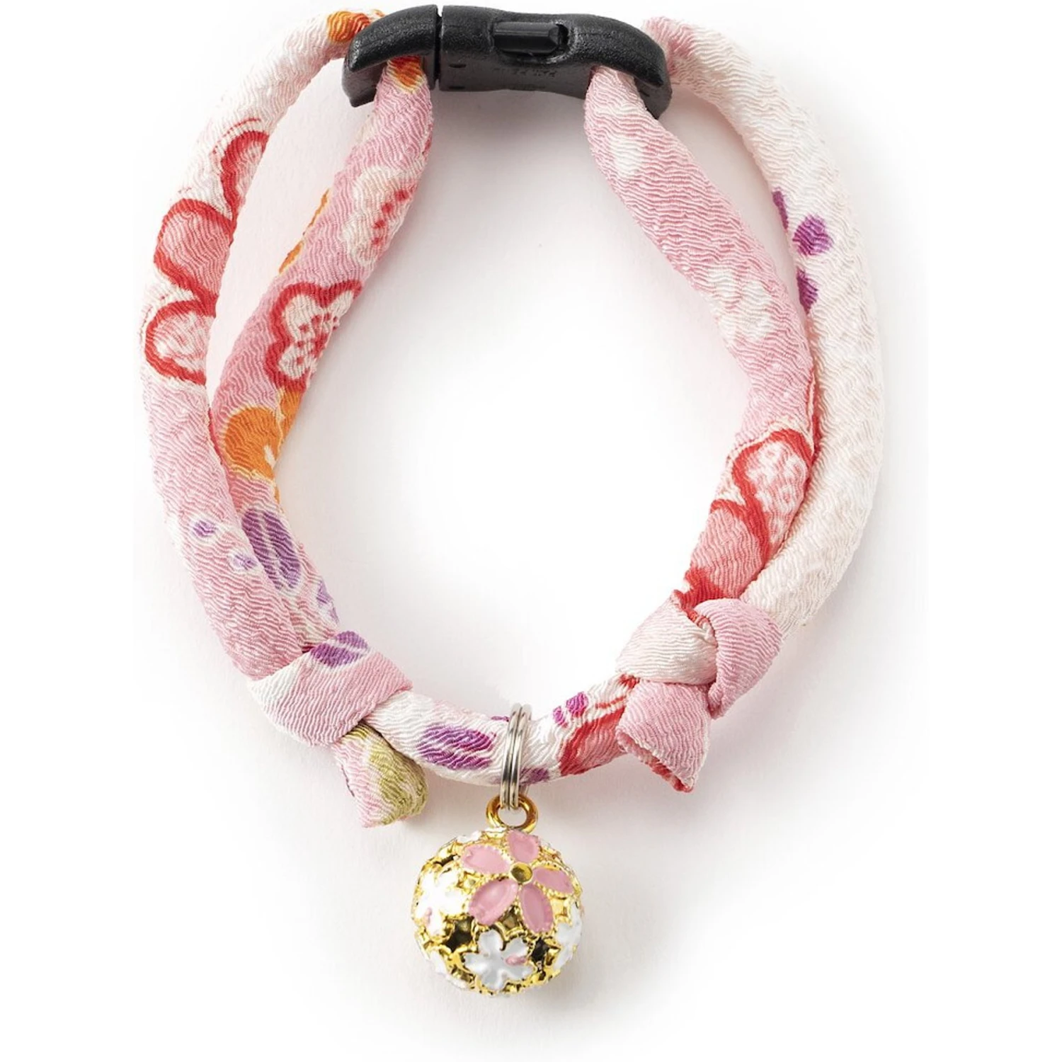 Necoichi Chirimen Sakura Breakaway Cat Collar With Bell 3 Necoichi Chirimen Sakura Breakaway Cat Collar With Bell