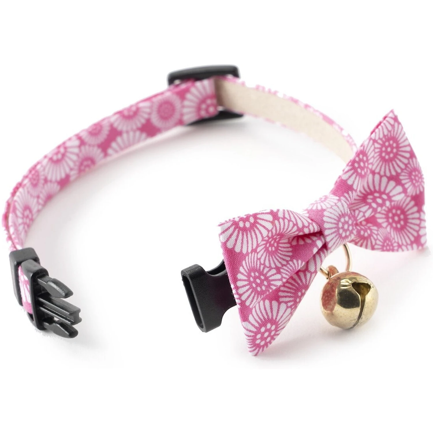 Necoichi Kiku Ribbon Bow Tie Cotton Breakaway Cat Collar With Bell 6 Necoichi Kiku Ribbon Bow Tie Cotton Breakaway Cat Collar With Bell - Image 4