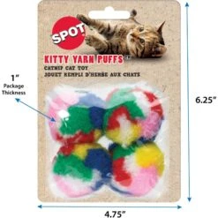 Ethical Pet Kitty Yarn Puffs Small Balls Cat Toy With Catnip, Color Varies, 1.5-in, 4 Count -Pawfect Care 188897 PT1. AC SS1800 V1684524622