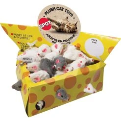 Ethical Pet Plush Mice Cheesebox Cat Toy, 2-in, 60 Count
