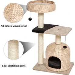 MidWest Feline Nuvo Nest 40.75-in Modern Wicker Cat Tree & Condo -Pawfect Care 198507 PT3. AC SS1800 V1582739416