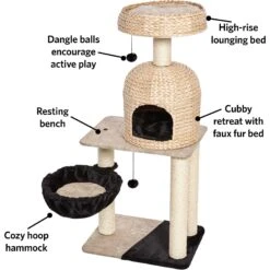 MidWest Feline Nuvo Reid 51.75-in Modern Wicker Cat Tree & Condo -Pawfect Care 198509 PT2. AC SS1800 V1582739163