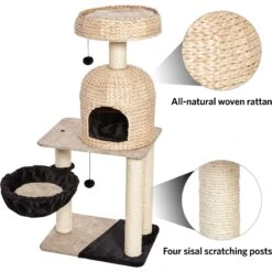 MidWest Feline Nuvo Reid 51.75-in Modern Wicker Cat Tree & Condo -Pawfect Care 198509 PT3. AC SS1800 V1582739419