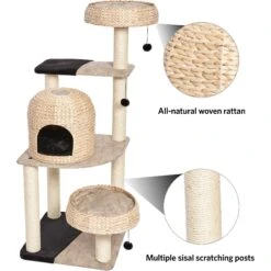 MidWest Feline Nuvo Biscayne 59.75-in Modern Wicker Cat Tree & Condo -Pawfect Care 198511 PT3. AC SS1800 V1582739423