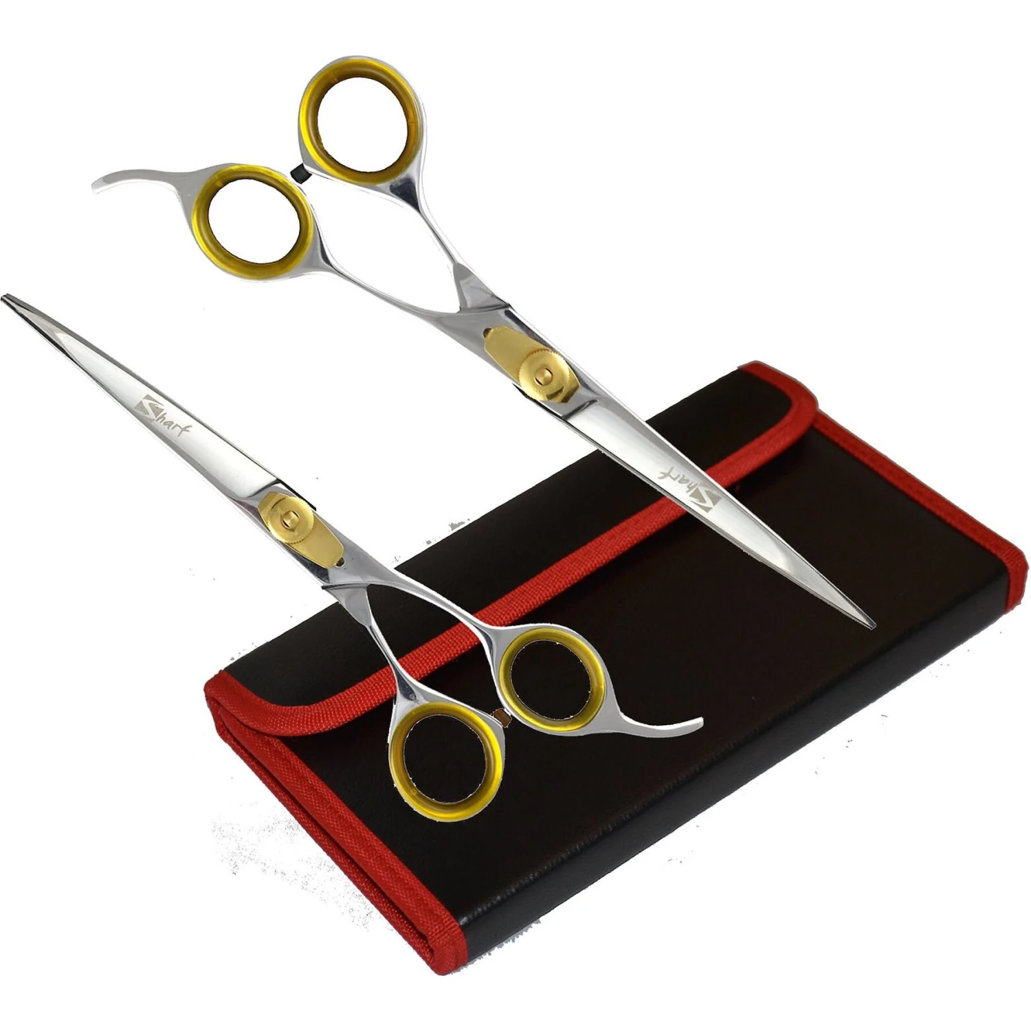 Sharf Gold Touch 7.5" Straight & 7.5" Curved Scissors Pet Grooming Shear Kit 7 Sharf Gold Touch 7.5" Straight & 7.5" Curved Scissors Pet Grooming Shear Kit - Image 5