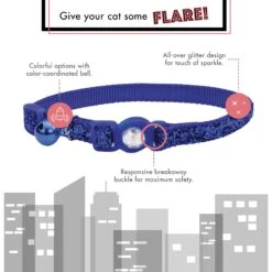 Safe Cat Jeweled Glitter Polyester Breakaway Cat Collar With Bell -Pawfect Care 202128 PT3. AC SS1800 V1628573494