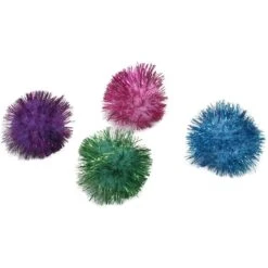 Turbo Glitter Pom Pom Ball Cat Toy, 4 Count