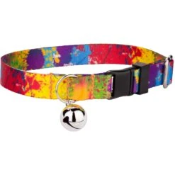 Country Brook Design Paint Splatter Polyester Breakaway Cat Collar With Bell
