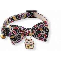 Necoichi Lucky Charm Bow Tie Cotton Breakaway Cat Collar With Bell