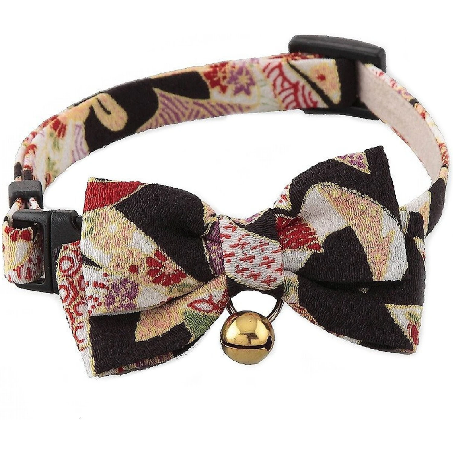 Necoichi Chirimen Kimono Bow Tie Breakaway Cat Collar With Bell 3 Necoichi Chirimen Kimono Bow Tie Breakaway Cat Collar With Bell