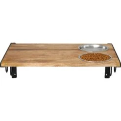 Frisco Wooden Wall Mounted Stainless Steel Cat Feeding Station With Bowl -Pawfect Care 213784 PT2. AC SS1800 V1598450183