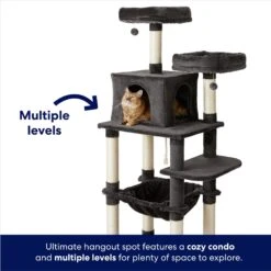 Frisco 64-in Cat Tree With Hammock, Condo, 2 Top Perches With Bed -Pawfect Care 214387 PT2. AC SS1800 V1667227605