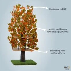 On2Pets 60-in Large Square Modern Cat Tree -Pawfect Care 220362 PT2. AC SS1800 V1671118299