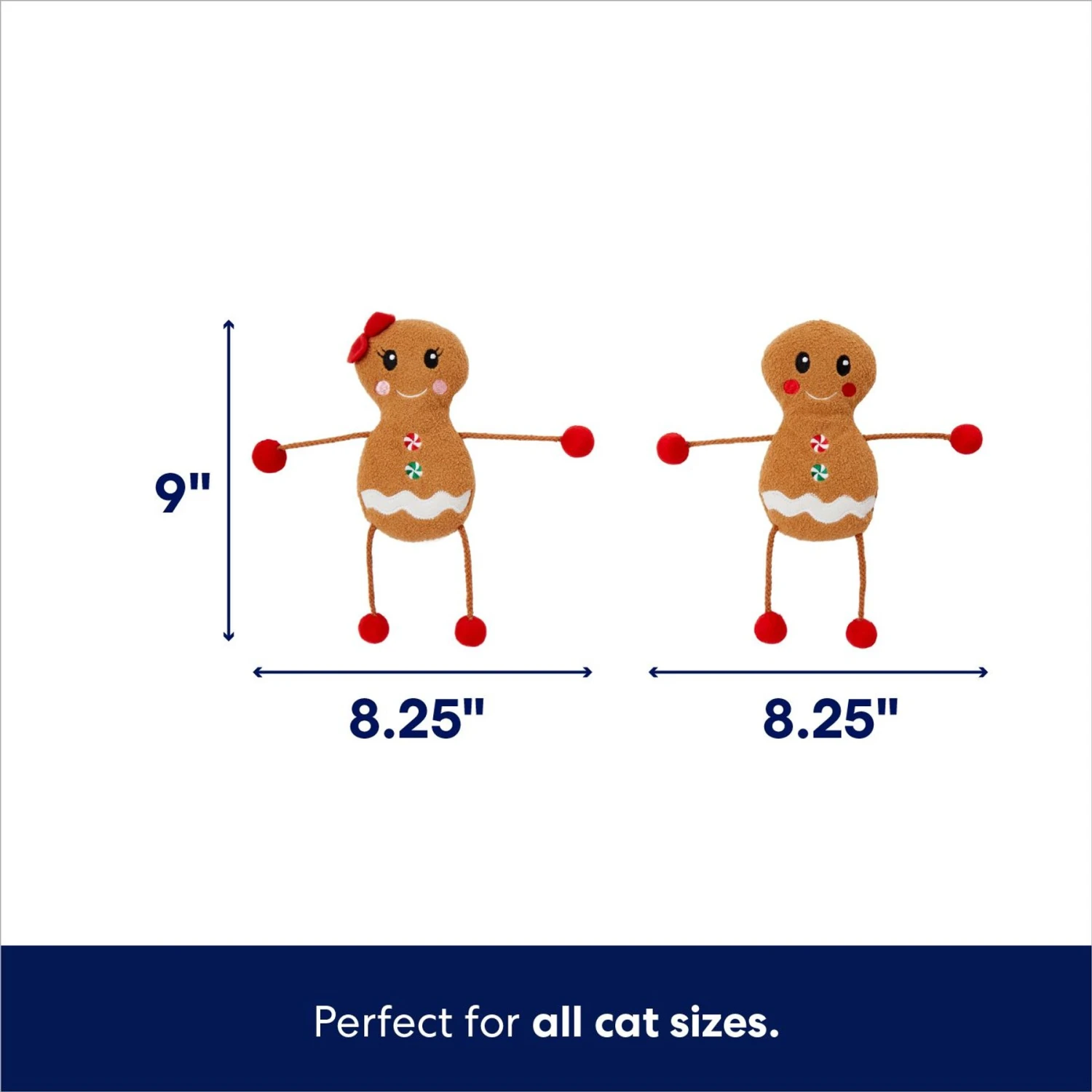 Frisco Holiday Gingerbread Pals Plush Kicker Cat Toy With Catnip, 2 Count 4 Frisco Holiday Gingerbread Pals Plush Kicker Cat Toy With Catnip, 2 Count - Image 2