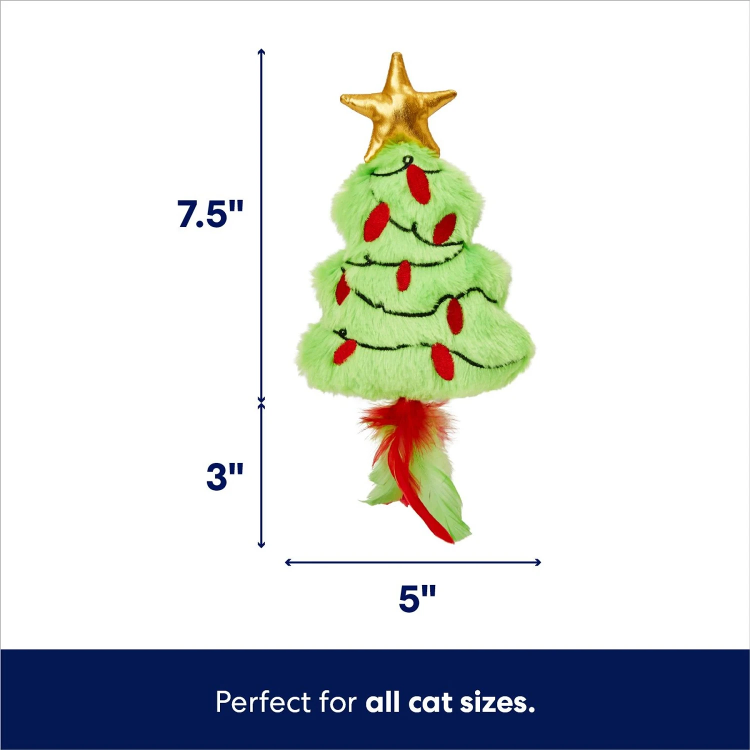 Frisco Holiday Christmas Tree Plush Kicker Cat Toy With Catnip 4 Frisco Holiday Christmas Tree Plush Kicker Cat Toy With Catnip - Image 2