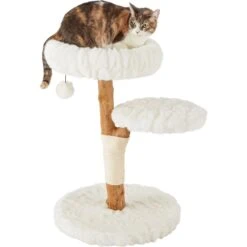 Frisco Natural Wood Modern Cat Tree With Toy, Ivory, Medium -Pawfect Care 236561 PT2. AC SS1800 V1615987414