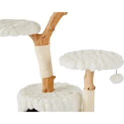Frisco Natural Wood Modern Cat Tree With Toy, Ivory, Large -Pawfect Care 236563 PT4. AC SS1800 V1615987629