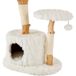 Frisco Natural Wood Modern Cat Tree With Toy, Ivory, Large -Pawfect Care 236563 PT5. AC SS1800 V1615989095