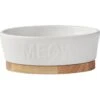 Frisco Oval Meow Non-skid Ceramic Cat Bowl With Wood Base 2 Frisco Oval Meow Non-skid Ceramic Cat Bowl With Wood Base -Pawfect Care 256080 MAIN. AC SS1800 V1615300007