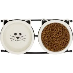 Frisco Cat Face Non-skid Elevated Double Ceramic Cat Bowl -Pawfect Care 256113 PT5. AC SS1800 V1615311146