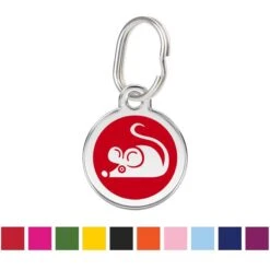 Red Dingo Mouse Personalized Stainless Steel Cat ID Tag, Small