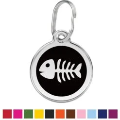 Red Dingo Skeleton Fish Stainless Steel Personalized Cat ID Tag