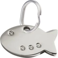 Red Dingo Fish Crystal Diamante Personalized Stainless Steel Cat ID Tag