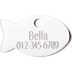 Red Dingo Fish Crystal Diamante Personalized Stainless Steel Cat ID Tag -Pawfect Care 260783 PT3. AC SS1800 V1617408114