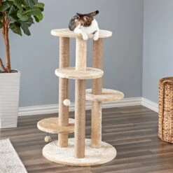 Two By Two The Fir 36.2-in Faux-Fleece Cat Tree, Beige