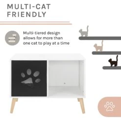 Sam's Pets Convertible 22-in Cat Tree End Table, Black & White -Pawfect Care 261866 PT3. AC SS1800 V1634934440