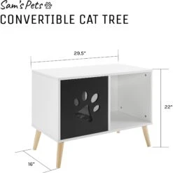 Sam's Pets Convertible 22-in Cat Tree End Table, Black & White -Pawfect Care 261866 PT8. AC SS1800 V1634934419